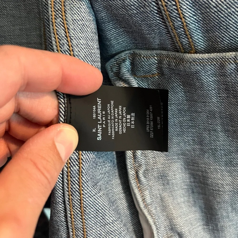 Saint Laurent Classic Distressed Denim Jacket with Snap closer size XL - Picture 3 of 5